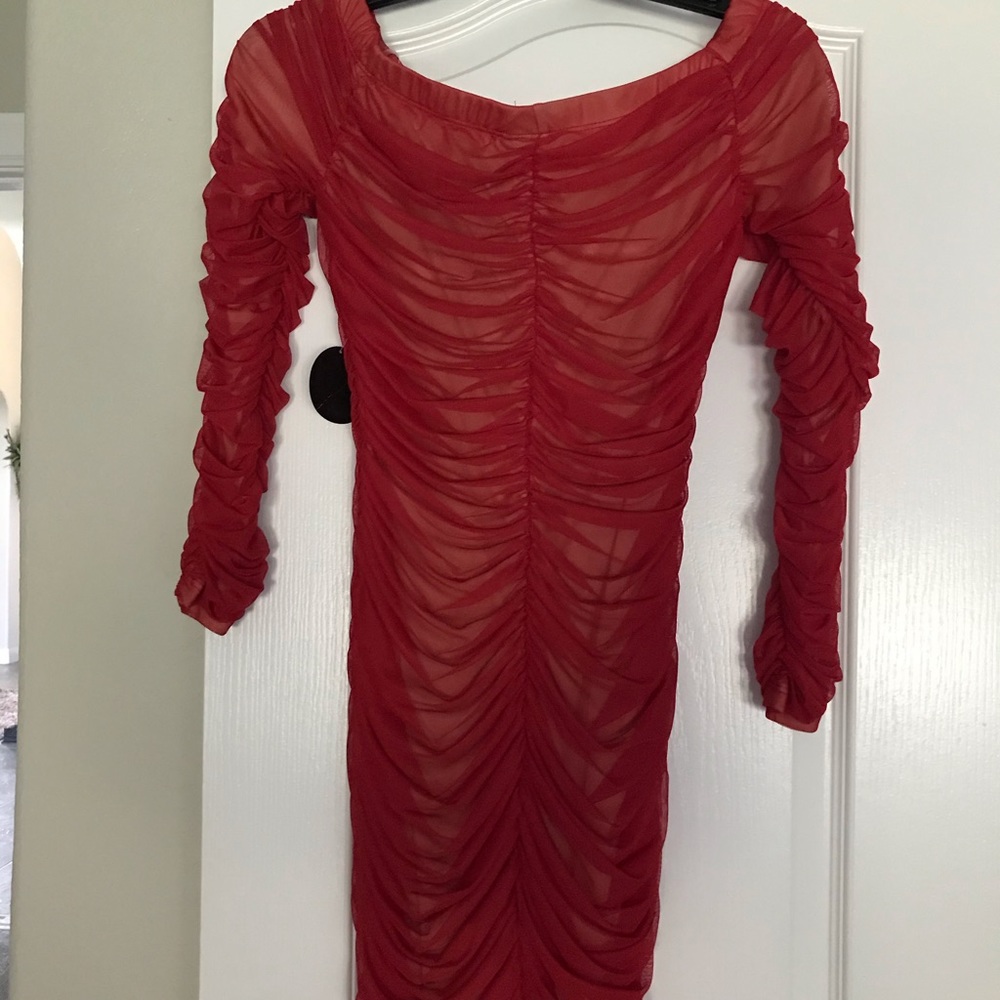 Draped Red Dress